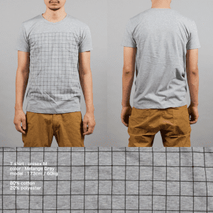碁盤Tシャツ男性モデル正面うしろ シルクスクリーン印刷拡大