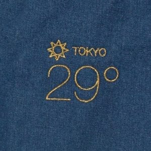 東京の気温 デニム ラージ トートバッグ 刺繍 拡大