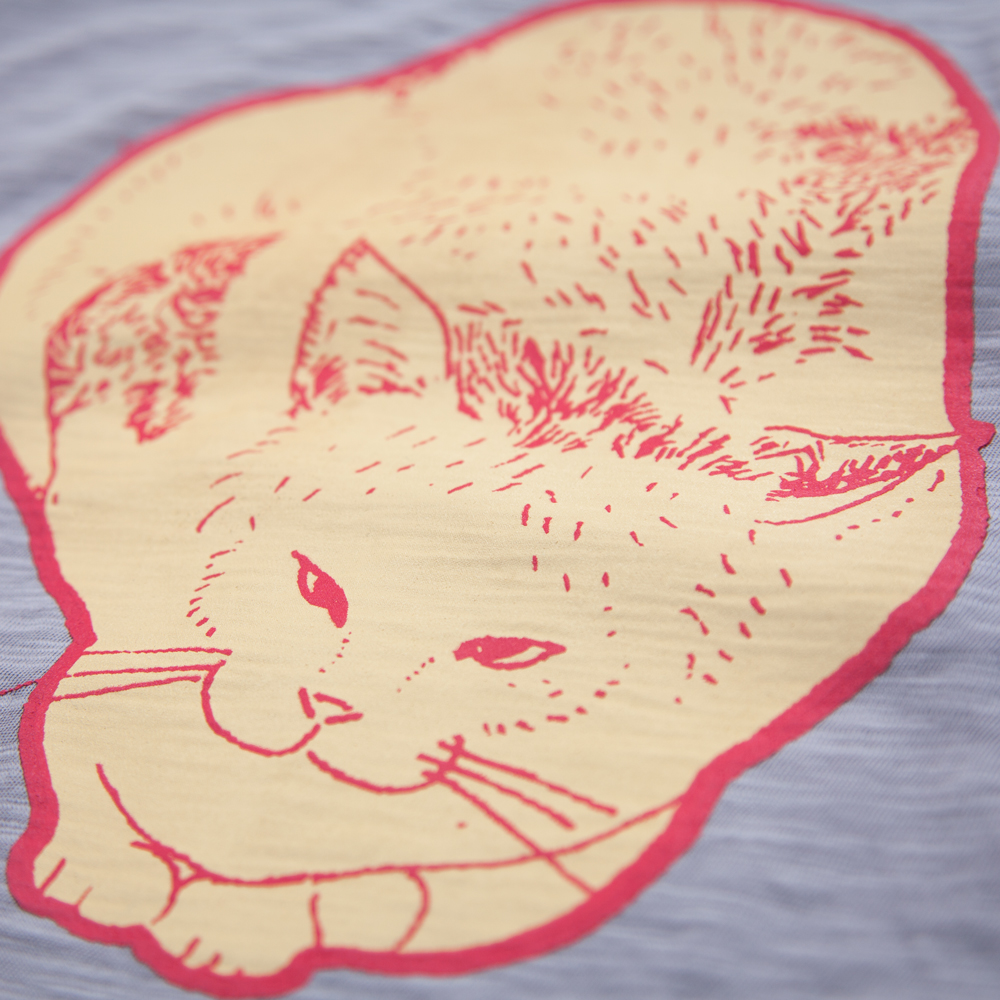 猫 ユニセックス Tシャツ シルクスクリーン印刷 拡大